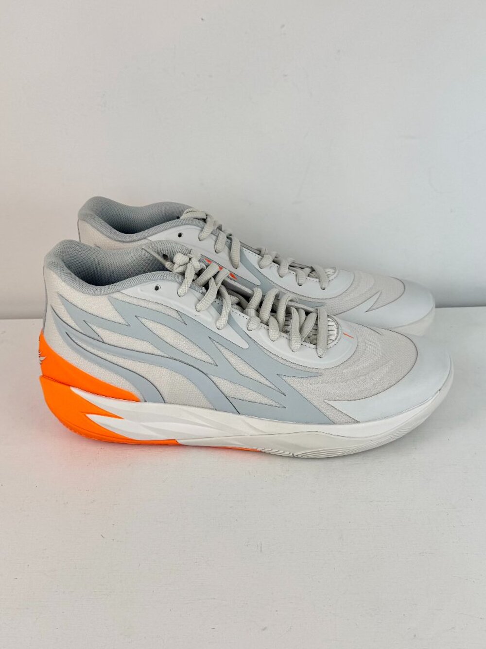 Men's 11 - PUMA LaMelo Ball MB.02 Gorange Platinum Gray Orange Sneaker-378288-02